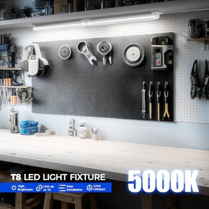 Barrina T8 LED Shop Lights 1.5FT, 25W 3450LM 5000K, 2 Pack High Output Tube