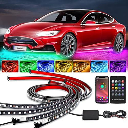 Nilight 4PCS RGB LED Underglow Lights Strip with APP & Remote Control