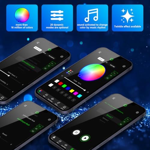 AMKI High Brightness Dual Color 32W Twinkle 1500pcs 0.03in 16.4ft Fiber Optic Starlight Headliner Kits RGBW Sound Activated APP/Remote Control for Movie Theater Home Ceiling Decor