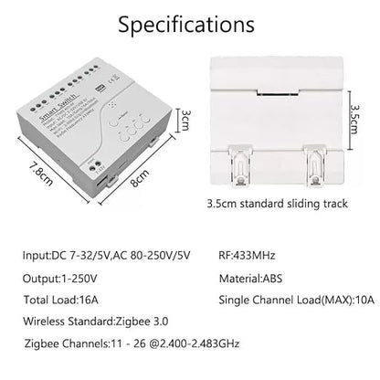4 Channel 12V ZigBee Relay Switch with Clean Contact, Adjustable Self-Lock and Momentary Interlock Working Mode,Automate Garage Gate Door Blind(Zigbee Hub Needed)