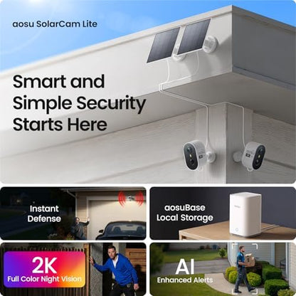 aosu 2K Solar Security Cameras Wireless Outdoor System, 6-Cam-Kit