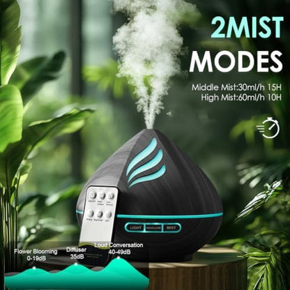 500ML Essential Oil Scent Diffuser: Remote Control &14 Colors LED - Black