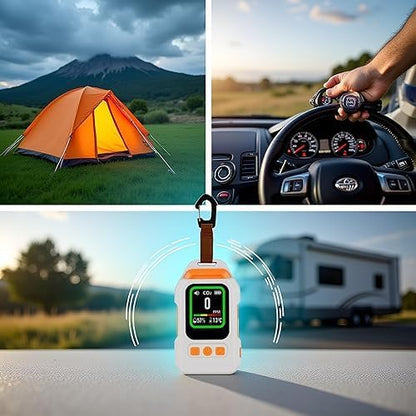 Portable Rechargeable Air Detector, Indoor Air Quality Meter, Magnetic Detector with Temperature and Humidity Monitoring, Audible and Visual Air Quality Monitor for Camping, Hotels, Travel, and RVs