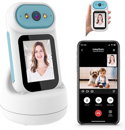 Video Calling Handheld Security Camera Indoor,Nanny Camera Baby Camera Pet Camera,2-Way Video Call 350°Pan Cameras for Home Security,Move Tracking,Alarm Push 1080P 2.8inch Screen,Night Vision
