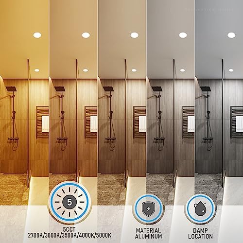 TORCHSTAR 12-Pack 5CCT 6 Inch Ultra-Thin LED Recessed Light, CRI90 12W