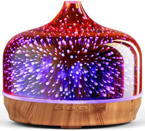 Porseme 500ml Glass Essential Oil Diffuser Aromatherapy Ultrasonic Cool Mist Humidifier 15-21 Running Hours Waterless Auto-Off Air Diffusers for Sleeping Yoga Working Spa(Rose Gold)