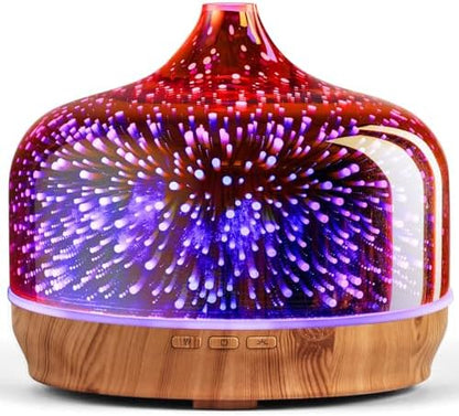 Porseme 500ml Glass Essential Oil Diffuser Aromatherapy Ultrasonic Cool Mist Humidifier 15-21 Running Hours Waterless Auto-Off Air Diffusers for Sleeping Yoga Working Spa(Rose Gold)