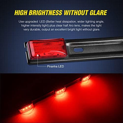 Nilight 14.2" 9 LED Trailer Light Bar, Red Clearance Marker Light