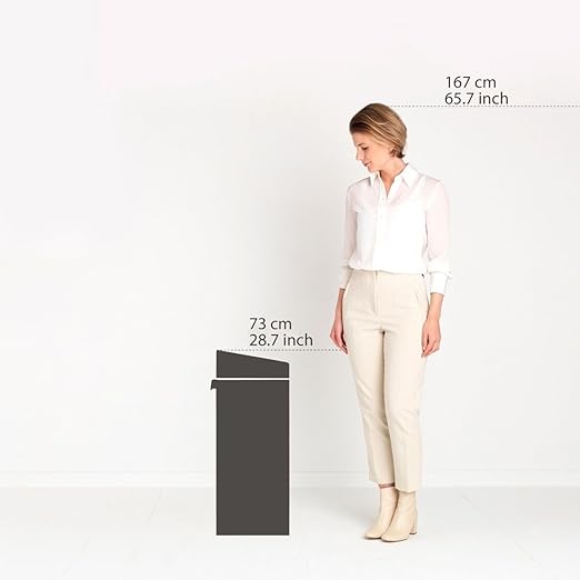 Brabantia Press-Top Kitchen Trash Can with Flat Back | White | 10.6 Gallon / 40L | Home Trash Can with Soft-Touch Stay-Open Lid & Removable Inner Bucket | Fits Flat Against Walls | + Trash Bags