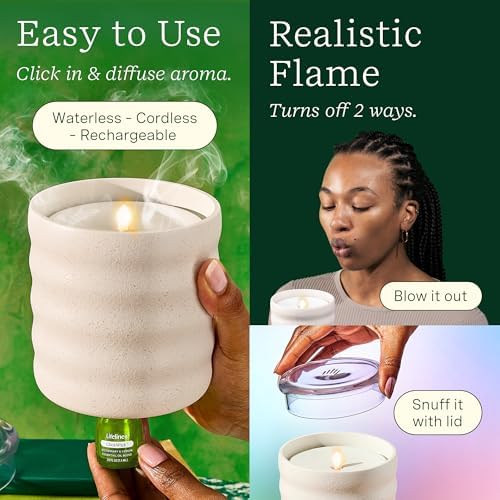 Lifelines Flameless Candle Diffuser with 2 Clickwick Essential Oil Blends