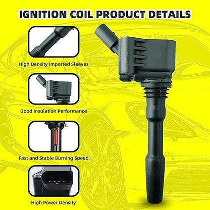 Set of 4 Ignition Coils Pack 06J905110G & 4 PCS Iridium Spark Plugs Compatible with Volkswagen Audi Beetle Golf Jetta 1.8L 2.0L L4
