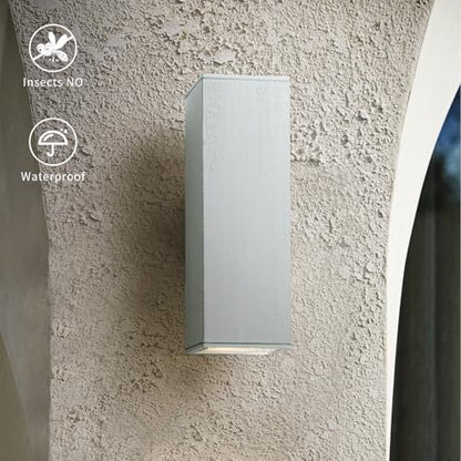 mirrea 18" Modern Outdoor Porch Light in 2 Lights, Matte White, 2 Pack