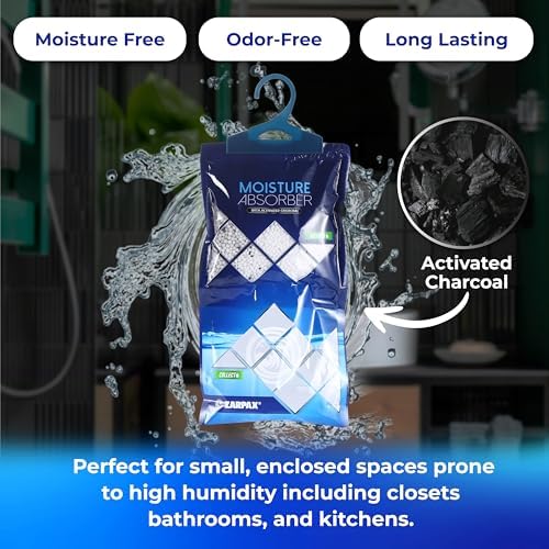 ZARPAX Hanging Moisture Absorber Bags Activated Charcoal 10.5oz - Set of 10