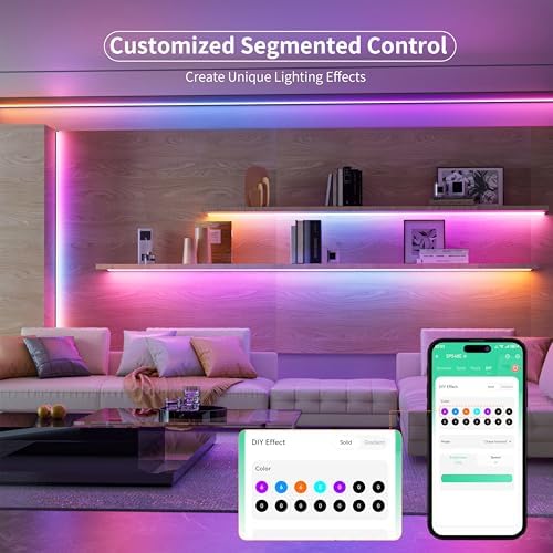 MIWISE RGB Smart IC COB LED Strip Light,32.8ft Color Chasing Flexible LED Tape Light,WS2811 Addressable RGB Strip with APP Control/Music Mode,Work with Alexa/Google,for Home DIY Lighting Projects