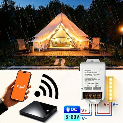 Tuya 30A DC 8-80V WiFi Remote Switch Heavy Duty for RV Solar Pump LEDLight