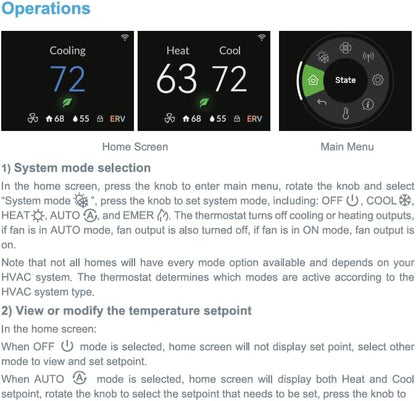 Wi-Fi Smart Thermostat Programmable - Compatible with Alexa, Google Assistant - High Rise 3 Speeds Fan Coil - ERV/HRV On/Off - Smart Life, Tuya APP - ESC PRO 2, Small