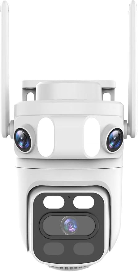 yeewise Triple Lens Wireless Security Camera System with 12" Monitor, 180° Wide View + 360° PTZ AI Tracking, WiFi 6, 16CH NVR, 24/7 Recording, 500GB HDD, No Monthly Fee, Plug-in Power