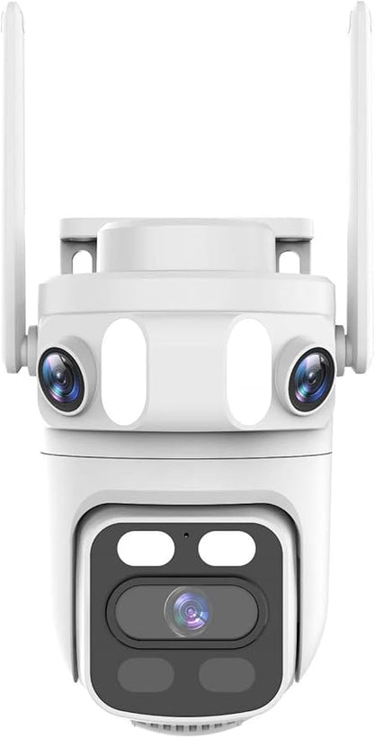 yeewise Triple Lens Wireless Security Camera System with 12" Monitor, 180° Wide View + 360° PTZ AI Tracking, WiFi 6, 16CH NVR, 24/7 Recording, 500GB HDD, No Monthly Fee, Plug-in Power