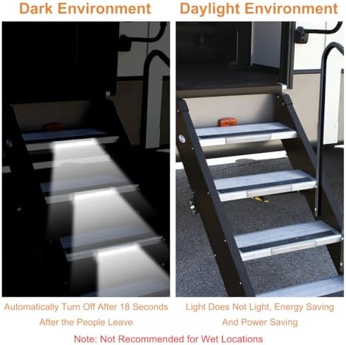 LYCARESUN 3 Pack Motion Activated RV Step Lights,10 LED Battery Operated Magnetic Wireless LED Step Lights Strip, Motion Sensor Night Light Bar for Motorhome Travel, Travel Trailers, Camper