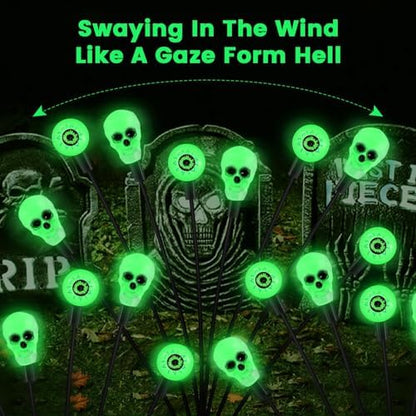 vignuto Halloween Decorations Outdoor, Scary Eyeball Lights,4PACKS 32LED,IP65 Waterproof,Halloween Decor for Garden/Yard/Patio/Lawn/Pathway(Green)