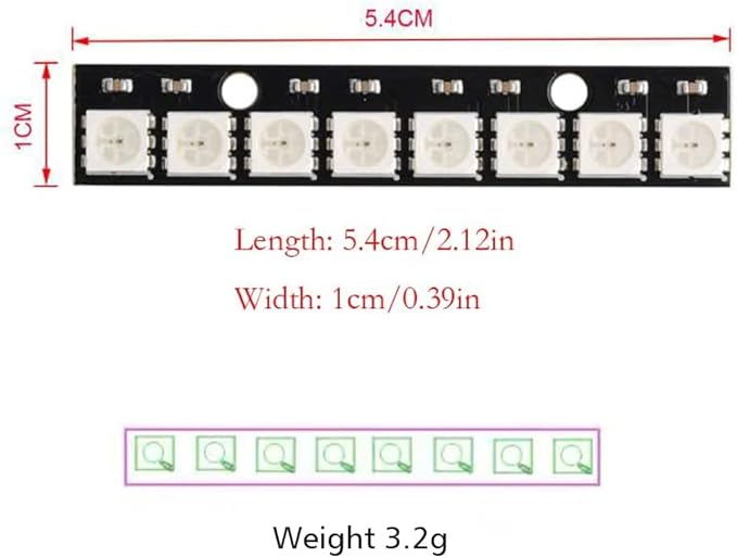 8 Bits WS2812 RGB LED Stick 8 X WS2812B 5050 Full Color RGB LED Module Built-in Drivers for Arduino Raspberry Pi ESP32 Shopping Mall Home Decoration Lighting Pack of 5pcs