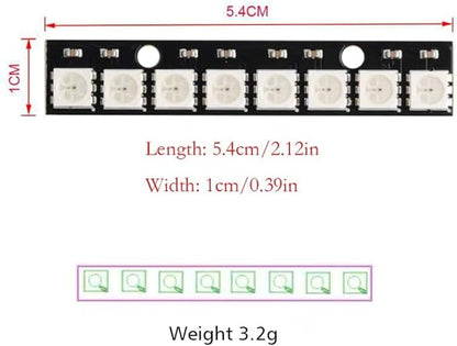 8 Bits WS2812 RGB LED Stick 8 X WS2812B 5050 Full Color RGB LED Module Built-in Drivers for Arduino Raspberry Pi ESP32 Shopping Mall Home Decoration Lighting Pack of 5pcs
