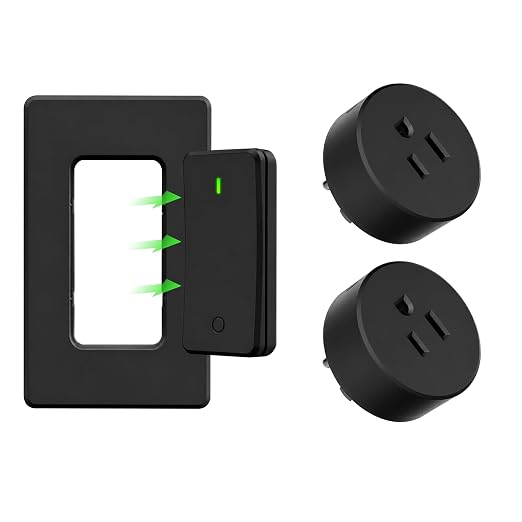 Greencycle Remote Control Outlet with 2 Plugs,Black Wireless Light Switch | Detachable Wall Switch,No Wiring Required,500FT Long Range,Programmable,15A 1875W for Lights,Fans,Household Appliances