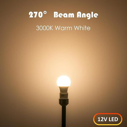 Maelsrlg 12V LED Bulb 6W(50W Equivalent), Warm White 3000K, 12V-24V AC/DC, 600 Lumens, Non-Dimmable, A19 12V DC LED Light Bulbs, E26 Base, Pack of 6