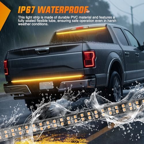 Nilight 60 Inch 360 LED Tailgate Strobe Light Strip Amber