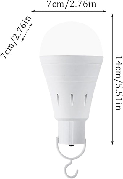 Rechargeable Emergency LED Light Bulb, Wireless Portable Bulb with Hook, Multi-Purpose One-Click Lighting, Water Activated, 7cm x 14cm