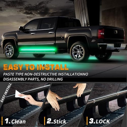 XRIDONSEN 2PCS 60 inch Running Board Strobe Lights Green Emergency Lights