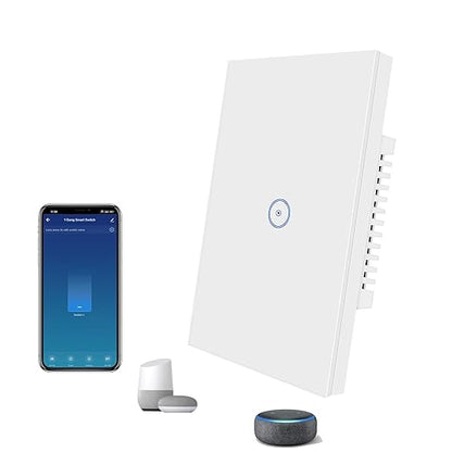 Jinvoo Smart Light Switch, ZigBee Light Switch, Zigbee Switchh, Alexa Lightt Switchh, Compatible with Alexa and Google, Smart Life Control, Glass Panel Timer, Requires a Zigbee hub (1 Gang)