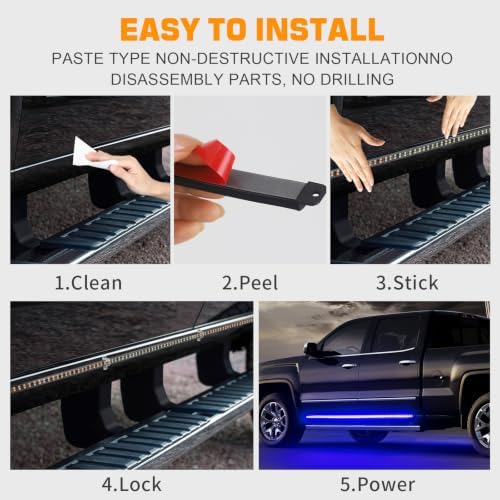 XRIDONSEN 2 Pack 70 inch Blue Emergency Lights 864 LED Running Board Lights