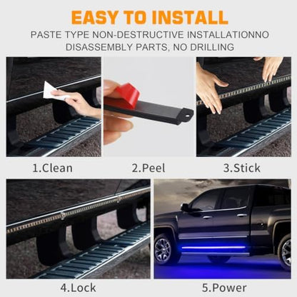 XRIDONSEN 2 Pack 70 inch Blue Emergency Lights 864 LED Running Board Lights