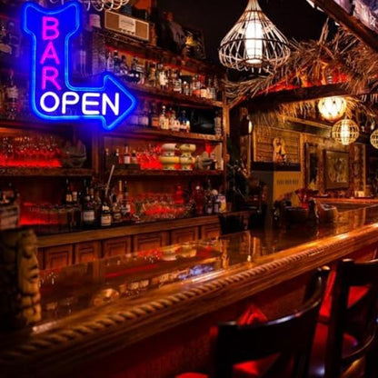 Bar Open Neon Sign Open Arrow Neon Light