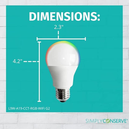 Simply Conserve 60-Watt Equivalent A19 Energy Smart Bluetooth LED Light Bulb 2700-6500 (K) with E26 Base Color Select No Hub (8-Pack)