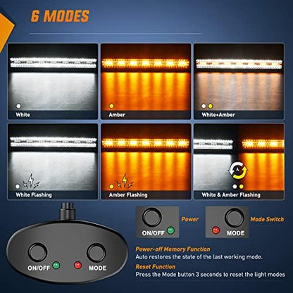 Nilight 20inch Light Bar 4inch Pod Amber White Strobe 6 Modes Light Kit