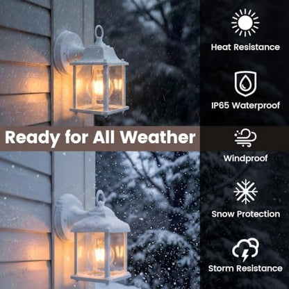 Outdoor Porch Light for House E26 Aluminum Glass, White, 1 Pack