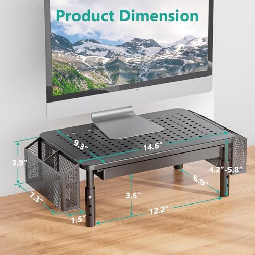 WALI Computer Monitor Stand with Storage and Pen Holder