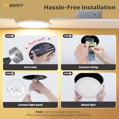 Ensenior 24 Pack 7 Inch LED Recessed Ceiling Light, 5CCT, 1600LM 15W 120V