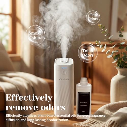 Waterless Essential Oil Diffuser, 4.06fl oz(120ml) Portable Battery Operated Cold Air Aroma Scent Machine, 4 Intensity Levels, Quiet Diffuser for Bedroom Office Bath Car (White-Luxury1)