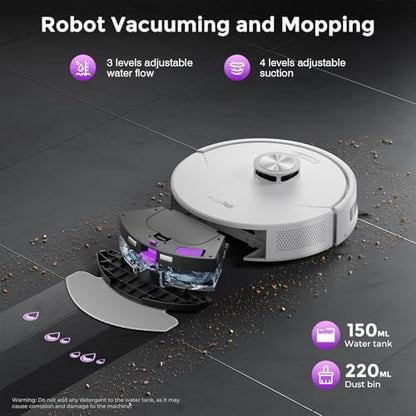 Robot Vacuum and Mop Combo, Robot Vacuum Cleaner with Bagless Self Emptying Station, 18000Pa Suction, LiDAR Navigation, ideal for Pet Hair, Carpet & Hard Floor, Compatible with App/Alexa/Voice Control