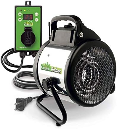 BioGreen Electric Greenhouse Heater & Fan with Digital Thermostat PALMA | 1500 Watts, 5100 BTU/hr | 5800 ft³/h Air Circulation -58 to 210.2°F | Stainless Steel | Spraywater Proof