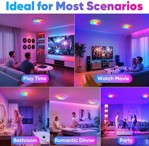 Rechargeable Motion Sensor Ceiling Light, 12000mAh RGB Battery Closet Light