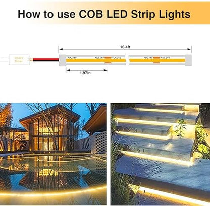 Pandery Outdoor LED Strip Lights,6000K Cool White,24V IP67 LED Strips,32.8FT/10M,CRI90+ Waterproof led cob Strip Light for Bathroom,Pool,Garden,Sauna Rooms(Power Not Included)