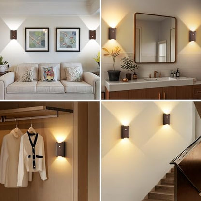 Eneru Motion Sensor Wall Sconce, Rechargeable Wireless Lights Indoor 2 Pack