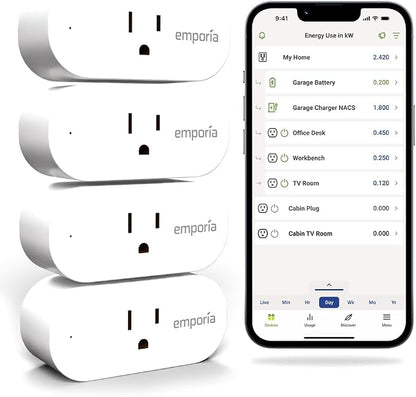 Emporia Energy Monitor with 16 Sensors + 4 Smart Plugs Super Bundle - Whole Home Electricity Usage Tracking & Real-Time Control - Supports Solar Net Metering - Works with iOS, Android, Alexa