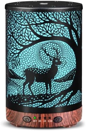 Essential Oil Diffuser, 120 ml Aromatherapy Diffuser with 7 Color Lights, Auto Shut-Off and 4 Timer Settings, Ultrasonic Cool Mist Diffuser for Home Room Office (Twilight Deer)