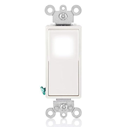 Leviton 15 Amp, 120/277 Volt, Decora LED Illuminated Rocker 4-Way AC Quiet Switch, Residential Grade, Grounding, L5614-2W, White