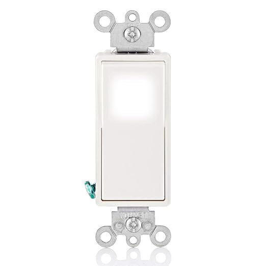 Leviton 15 Amp, 120/277 Volt, Decora LED Illuminated Rocker 4-Way AC Quiet Switch, Residential Grade, Grounding, L5614-2W, White